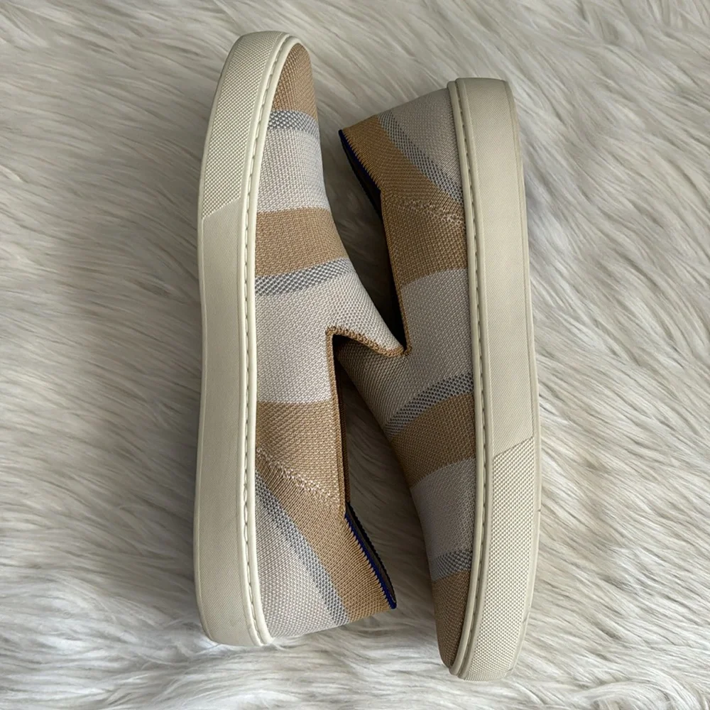 Rothy's Birch Stripe Neutral Slip-On Sneakers Size 10 - Picture 4 of 13